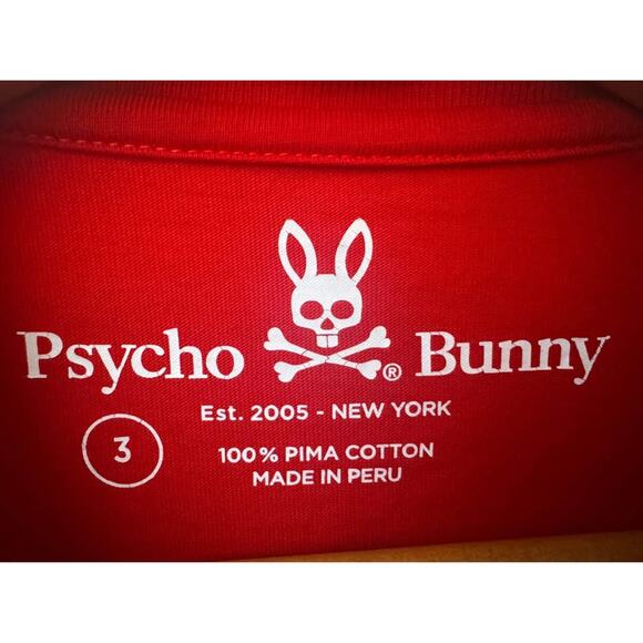 Psycho Bunny Size 3 XS Red Unisex Men’s Long Sleeve Graphic Shirt - Picture 2 of 3